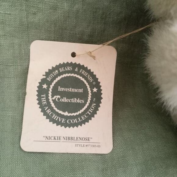 Boyds Bears Nickie Nibblenose Stuffed Plush Bunny Rabbit Archive Collection NWT - Picture 5 of 8